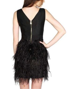 Sail to Stable Black Ostrich Feather Tiered Party Dress Size 2 Festive NWT